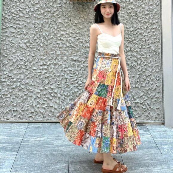 Zimmermann JUNIE TIERED MIDI SKIRT - Picture 1 of 7